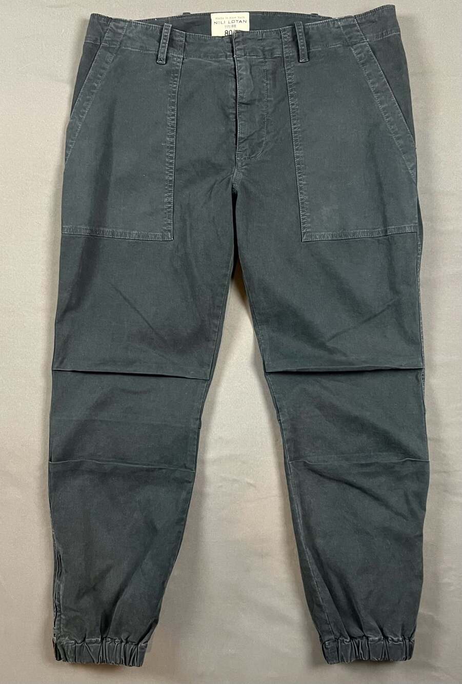 Nili Lotan Cropped Military Jogger Pants Carbon Gray Size 10